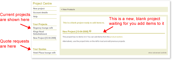 project centre control panel
