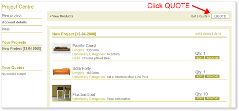 project centre control panel